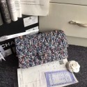 Chanel Classic Handbag Embroidered Tweed & Silver-Tone Metal A01112 gery pink HY3634HB29