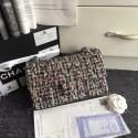 Chanel Classic Handbag Embroidered Tweed & Silver-Tone Metal A01112 green HY24593pk20