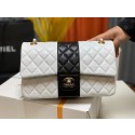 Chanel CLASSIC HANDBAG Lambskin & Gold Metal A01112 White & Black HY730Sy67