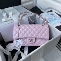 chanel classic handbag Lambskin & silver Metal A01112 pink HY1963pk20