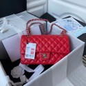 chanel classic handbag Lambskin & silver Metal A01112 red HY18593hI90