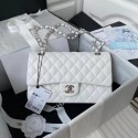 chanel classic handbag Lambskin & silver Metal A01112 white HY11746VF54