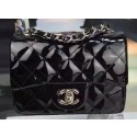Chanel Classic mini Flap Bag Black Original Patent Leather CF7171 Silver HY2725nU55