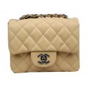 Chanel Classic MINI Flap Bag CF1115 Apricot Cannage Pattern Silver HY26664mV18