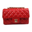 Chanel Classic MINI Flap Bag CF1119 Red Sheepskin Leather Gold HY23243dN21