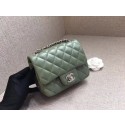 Chanel Classic MINI Flap Bag original Sheepskin Leather A1115 green silver chain HY9285Kn56