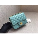 Chanel Classic MINI Flap Bag original Sheepskin Leather A1115 Light blue gold chain HY18784Xr72