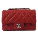 Chanel Classic MINI Flap Bag Red Cannage Pattern CF1119 Silver HY2658Rk60