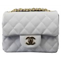 Chanel Classic MINI Flap Bag White Original Patent Leather CF1115 Gold HY10913Bw85