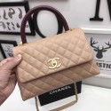 Chanel Classic Red Top Handle Bag Apricot Original Leather A92991 Gold HY11877XW58