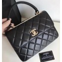 Chanel Classic Top Flap Bag Black Original Sheepskin Leather A92236 Gold HY24742dX32