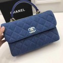 Chanel Classic Top Flap Bag Blue Original Denim A92236 Gold HY11662bW68