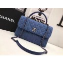 Chanel Classic Top Flap Bag Blue Original Denim A92236 Silver HY7956rf34