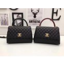Chanel Classic Top Handle Bag Black Sheepskin Leather A92991 Gold HY6623PC54