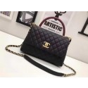Chanel Classic Top Handle Bag Black Sheepskin Leather A92991 Silver HY21159oK58