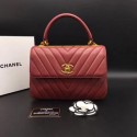Chanel Classic Top Handle Bag Chevron Sheepskin Leather CHA2371 Red HY12925Av26