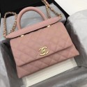 Chanel Classic Top Handle Bag Pink Cannage Pattern A92290 Gold HY20457su78
