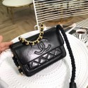 Chanel flap bag Crumpled Calfskin Cotton & Gold-Tone Metal AS0074 black HY7369Ea63
