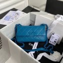 Chanel flap bag Grained Calfskin & Lacquered Metal AS2302 blue HY24153fo19
