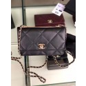 Chanel flap bag Lambskin & Gold-Tone Metal 3798 black HY21981Eb92