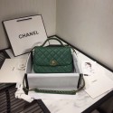 Chanel flap bag leather & Gold Metal AS0970 green HY2989Ea63