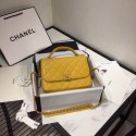 Chanel flap bag leather & Gold Metal AS0970 yellow HY21283pA42