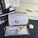 Chanel flap bag Sequins & Gold-Tone Metal AS0160 white HY22183ta99