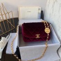 Chanel flap bag velvet & Gold-Tone Metal AS2222 Burgundy HY11517Yr55