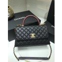 Chanel flap bag with red top handle A92991 black HY22764zS17