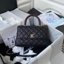 Chanel flap bag with red top handle Grained Calfskin A92990 black HY8273Pu45