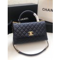 Chanel flap bag with top handle A92991 dark Blue HY15325Jz48