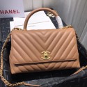 Chanel Flap Bag with Top Handle A92991 Light Pink & gold-Tone Metal HY19961NP24