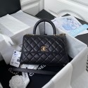 Chanel flap bag with top handle Grained Calfskin gold-Tone Metal A92990 black HY13136vm49