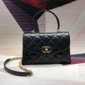 Chanel flap bag with top handle Lambskin & Gold-Tone Metal AS1174 black HY12242XW58