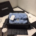 Chanel flap bag Wool sheepskin &Gold-Tone Metal AS1063 light blue HY1721JD63