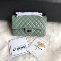 Chanel Flap Original Cowhide Leather 30225 green Silver chain HY4189Rc99