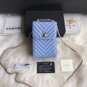 Chanel Flap Original Mobile phone bag 55698 blue HY26881zd34