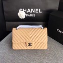 Chanel Flap Shoulder Bag Apricot Original Sheepskin Leather CF1112V Silver HY25322nE34