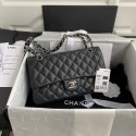 Chanel Flap Shoulder Bag Grained Calfskin A01112 silver-Tone Metal black HY7537Yf79