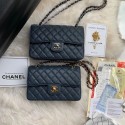 Chanel Flap Shoulder Bag Grained Caviar Leather A01113 Dark Blue HY26531NP24