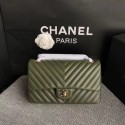 Chanel Flap Shoulder Bag Green Original Sheepskin Leather CF1112V Gold HY12108fo19