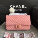 Chanel Flap Shoulder Bag Original sheepskin Leather 1112V Cherry Pink gold chain HY24417yj81