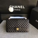 Chanel Flap Shoulder Bags Black Original Sheepskin CF1112 Gold HY3928cP15