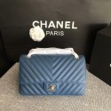 Chanel Flap Shoulder Bags Blue Original Calfskin Leather CF1112 Silver HY18185fw56