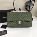 Chanel Flap Shoulder Bags Green Sheepskin Leather A1112 Glod HY9021JD63