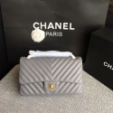 Chanel Flap Shoulder Bags Grey Original Sheepskin CF1112 Gold HY19007Ym74