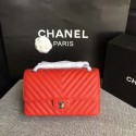 Chanel Flap Shoulder Bags Red Original Calfskin Leather CF1112 Silver HY20505Wi77