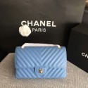 Chanel Flap Shoulder Bags Skyblue Original Calfskin Leather CF1112 Silver HY23094Is79