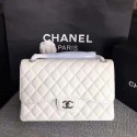Chanel Flap Shoulder Bags White Original Calfskin Leather CF1113 Silver HY11475Kn56