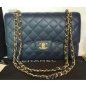 Chanel Jumbo Double Flaps Bag Blue Cannage Pattern A36097 Gold HY22413Gm74